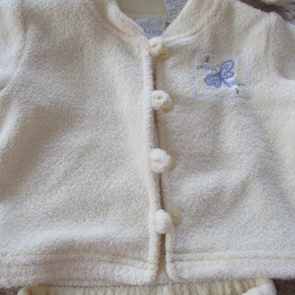 Vintage 3 Pc Button Up Shirt Pants Hat Outfit Girls Size 0-3M Yellow Long Sleeve - Picture 7 of 7